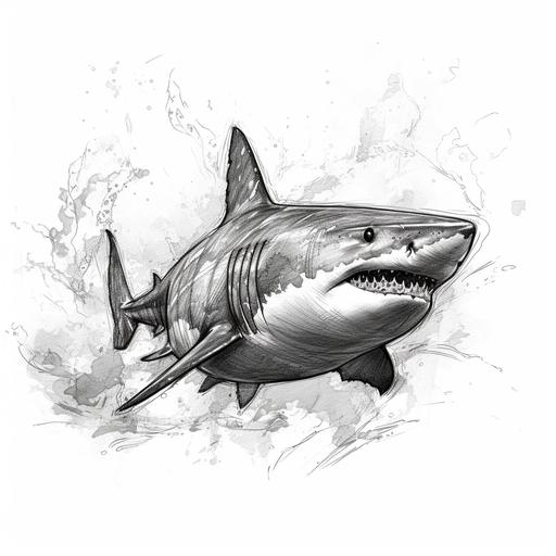 shark rough sketch on a white background lots of extra lines