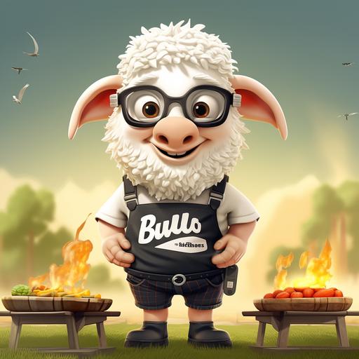 sheep mascot for bbq restaurant, “Bellwether