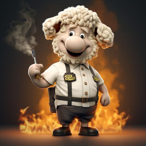 sheep mascot for bbq restaurant named 