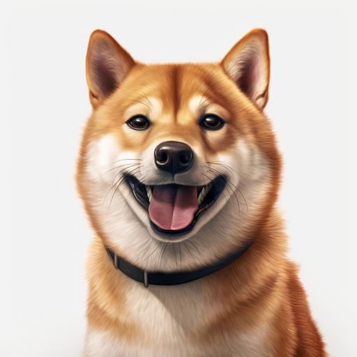 shiba inu dog, smiling, white background, 4K, Realistic