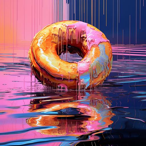 shimmering iridescent jelly donut constructivist glitch art