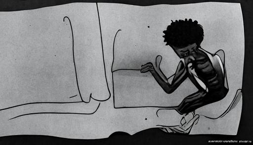 storyboard sequential black student feeling physically ill to his stomach cartoon --ar 16:9 --uplight