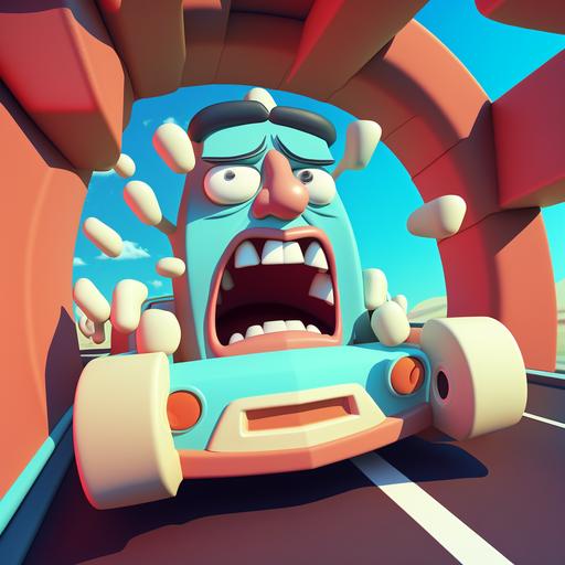 Driving Anxiety, 3D, Cartoon Style