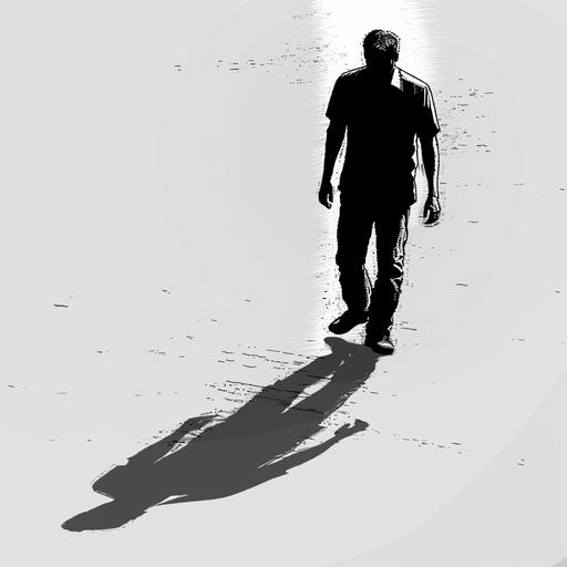silhouette of a man walking casting a shadow in comic style --v 6.0