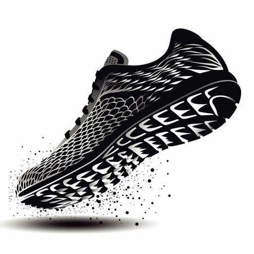 silhouette running shoe sole and tread, one color, vector --v 5.0