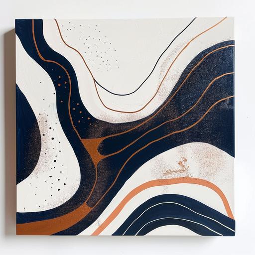 simple abstract shapes and lines, boho style art, rose gold, white and navy blue with glitter