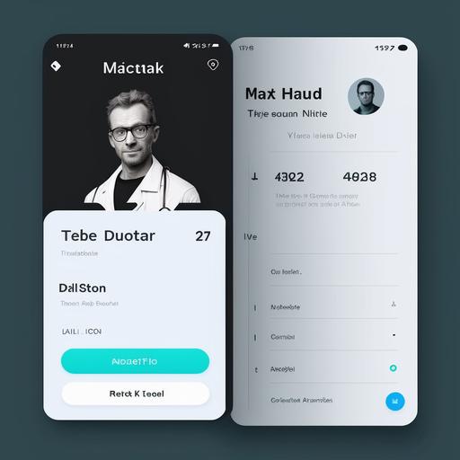 simple app ui for doctor app for patient details page with previous visits button and health records button
