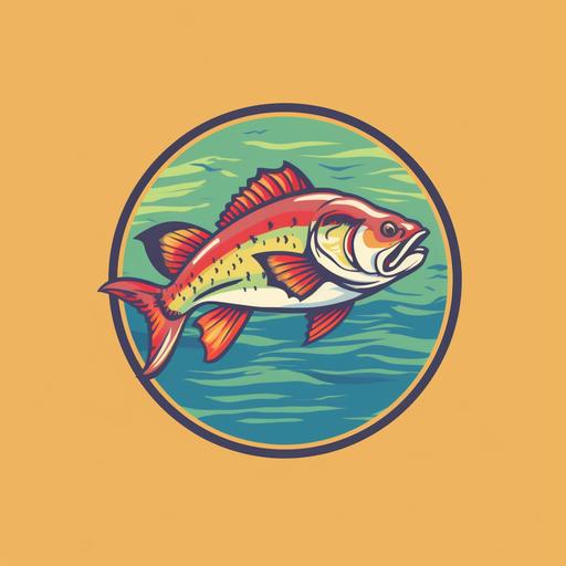 simple bass pro shop largemouth bass logo, bright colors
