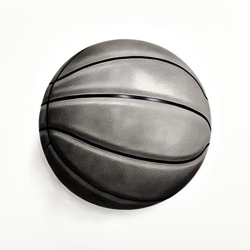 simple black and white sketch of basketball, white background