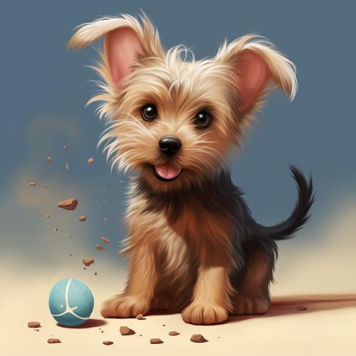 simple cartoon drawing of yorky playing