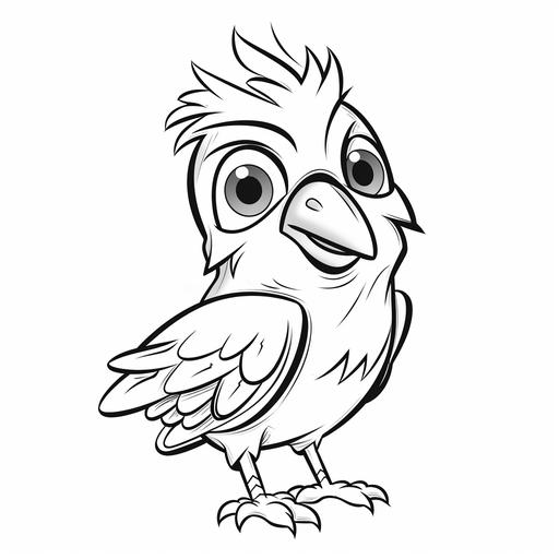 simple, cartoon style cardinal for kids coloring page, low detail, no color, thick lines, no shading