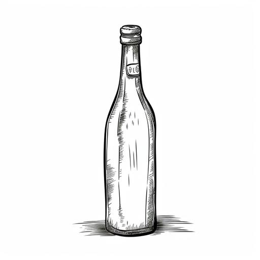 simple cartoon wine bottle, french line drawing, no detail --v 5.0
