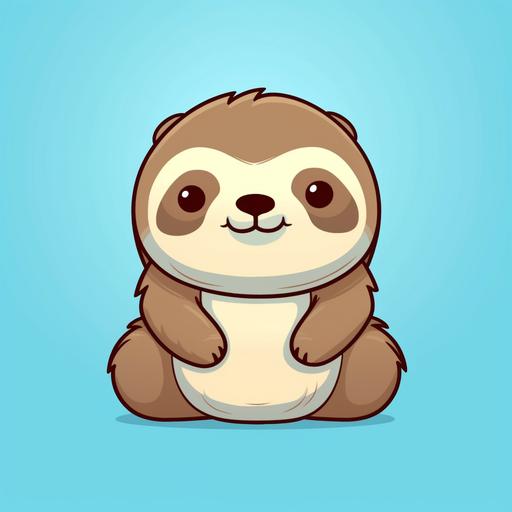 simple cute cartoon sloth facing to the left with a slight smile with a light blue background