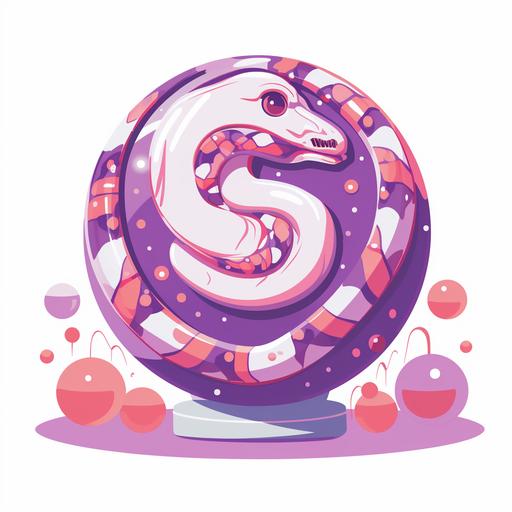 simple flat logo disco ball snake floral Witchy Aesthetic Folk illustration vector high resolution purple colors white transparent backgorund high reolution high definition - no shadow in the style of Pablo Picasso layered high quality vector