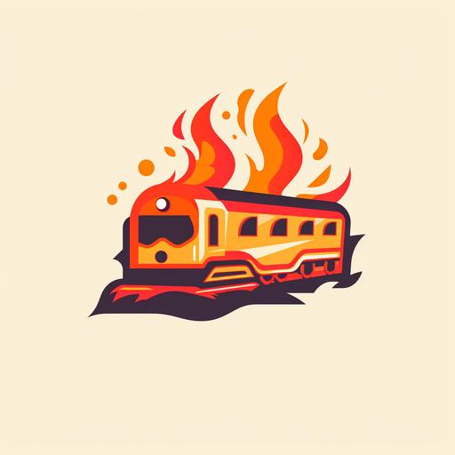 simple logo - train - fire - playful