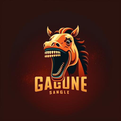 simple logo design of angry grinning horse, flat 2d, vector, esport, company logo, lacoste sing style and macdonalds sing style