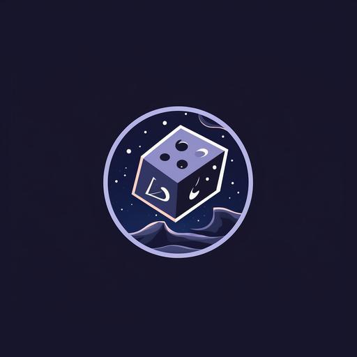 simple logo design of the moon as a six sided dice with 6-side visible. clean design. cartoon. professional. high quality. thick lines.