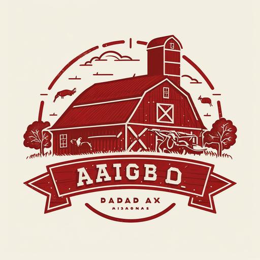 simple logo, outline of a red barn for Texas bbq. The logo should be stitching for a hat. Simple, rustic.