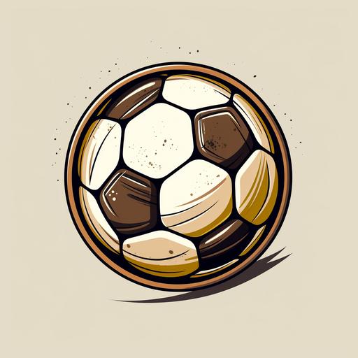 simple logo with a vintage leather soccer ball, cartoon style