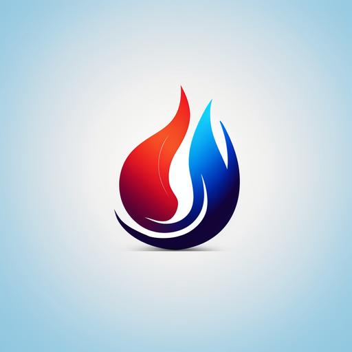 simple red and blue flame logo for heatpump company