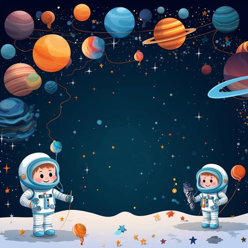 simple space birthday banner background with mini astronauts 5k image