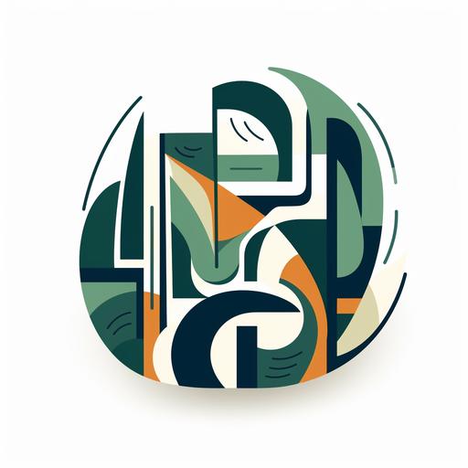 simple thick lines flat layered vector logo of a mysterious forest in a high resolution with no real shaddow in the style of pablo picasso white background