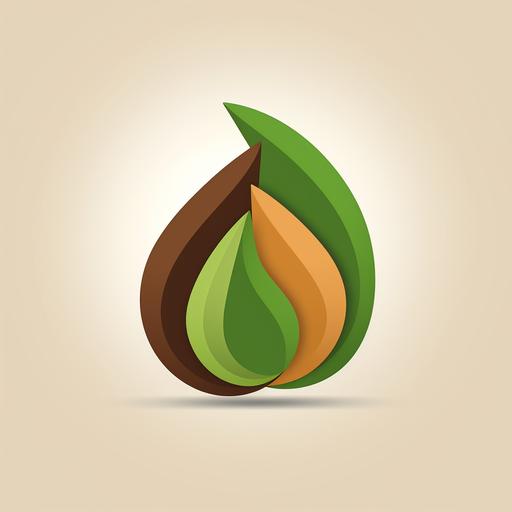simple vector graphic logo based on a nut, suitable to Frutos secos y especia, green and brown