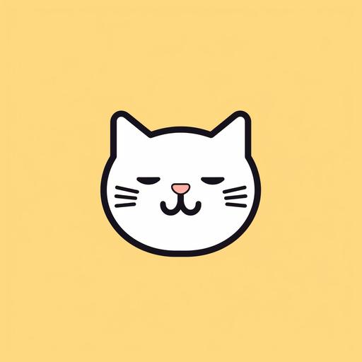 simple vector line art cartoon cat face, smiling.