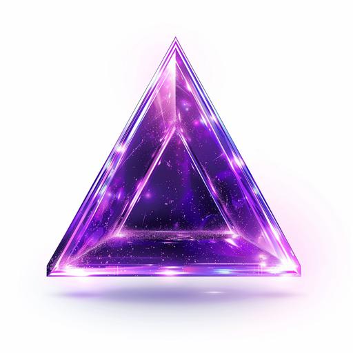 simple vector of a futurisitic glistening purple solid triangle shape on white background.