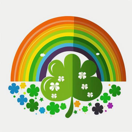 simplified rainbow vector cartoon green and clover saint patrick's day --v 4