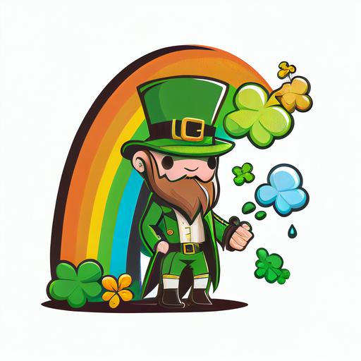 simplified rainbow vector cartoon green and clover saint patrick's day --v 4