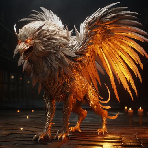 simurgh/lion hybrid, anime 3D, cinematic lighting, ultrahd, 32k --ar 1:1