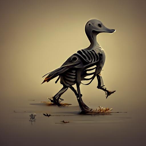 skeleton duck walking