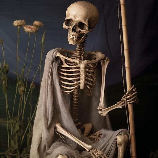 skeleton with staff