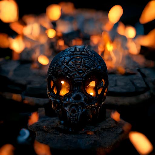 skull Viking fire pit night firefly dark unreal engine 8k --uplight