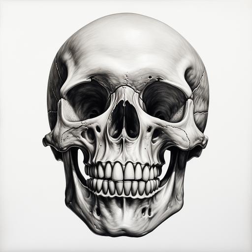 skull winking; black and white; art