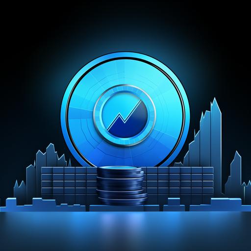 sky blue with circle logo in center and sky blue chart going up of cryptocurrency at the back hd detailed wallpaper