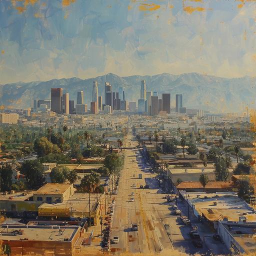 skyline view of downtown los angeles in 9x16 format --s 250