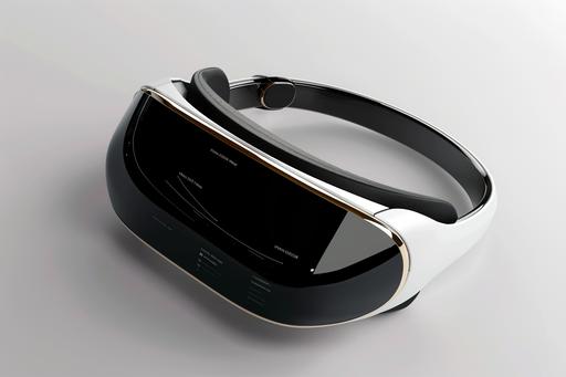 slim profile vr headset, concept, black visor with digital display --s 50 --v 6.0 --ar 3:2