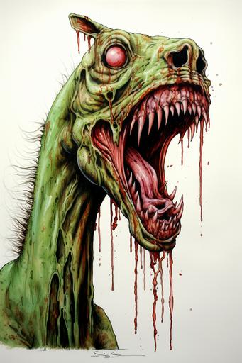 slimy grotesque zombie carnivorous horse by alex pardee --ar 2:3