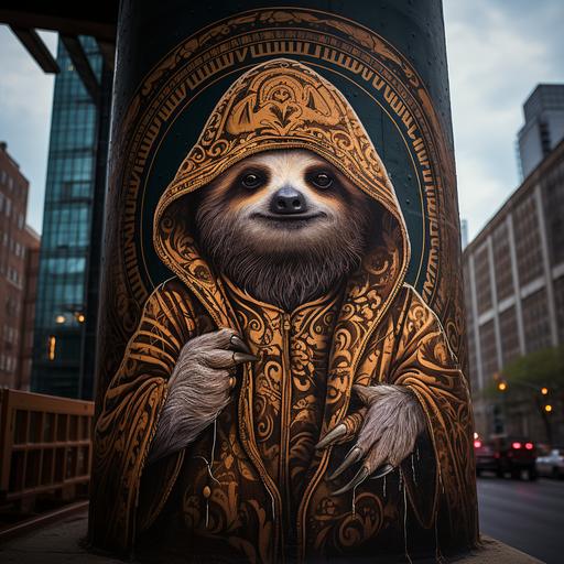 sloth wizard henna art, street art, downtown NY --s 250