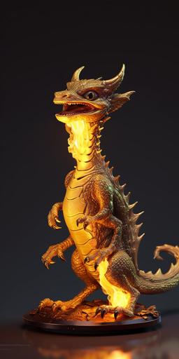 small Dragon, wreathed in flames, golden scales, tiny, friendly, cat-like, adorable, cute, friendly, full body, Highly Detailed, Displaying a Cunning Stance - A Unique Fusion of Marvel and D&D-Inspired Character Art, 4K Resolution, Intricate Full Body View --v 5 --ar 9:18