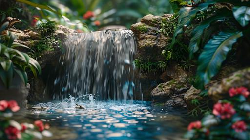 small beautiful waterfall, little animals drinking on a side, calm, realistic, photo-realistic, 8k, highly detailed, full length frame, High detail, sharp focus, hyperrealism, cinematic lighting --ar 16:9 --v 6.0