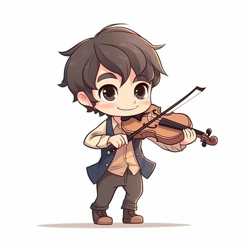 small boy playing the violin anime style --v 5