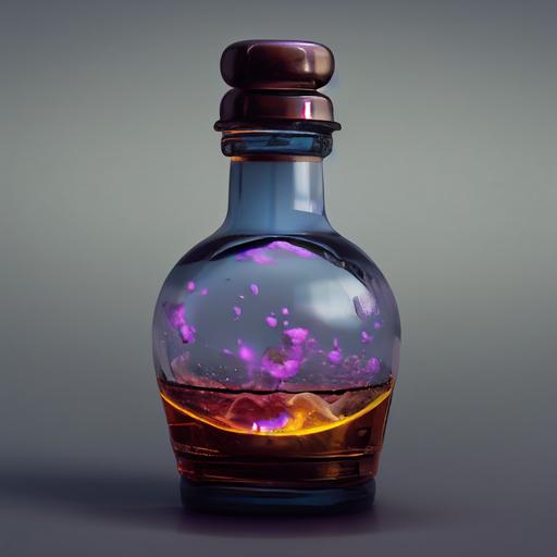 small potion bottle, labelled ‘peace’, contains instant death, Arnold render, octane render, maya render --upbeta --test --creative --upbeta