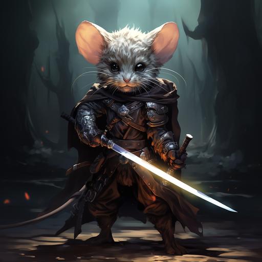 small will-o'-the-wisp footed mouse warrior, dnd, dark fantasy