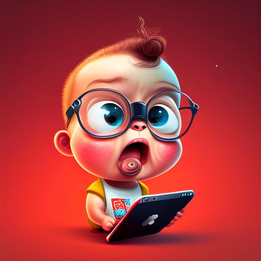 smart baby, cartoon, profile picture, 2d, telling tech news