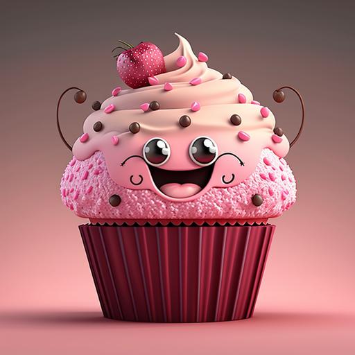 smiling cartoon pink muffin