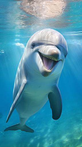 smiling dolphin --ar 9:16