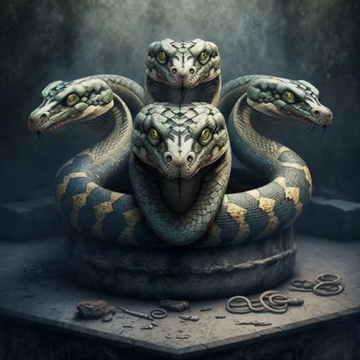 snake with 5 heads, hydra, mythology, 4k resolution, ancient , desktop background